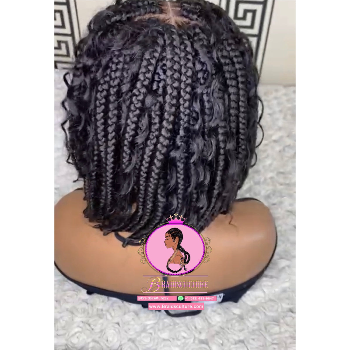 Ileri Frontal goddess Bob box braids with human hair curls 10”