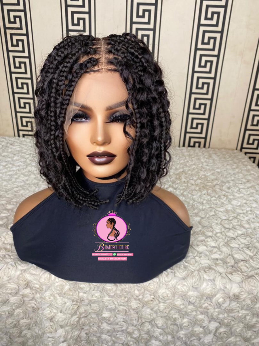 Ileri Frontal goddess Bob box braids with human hair curls 10
